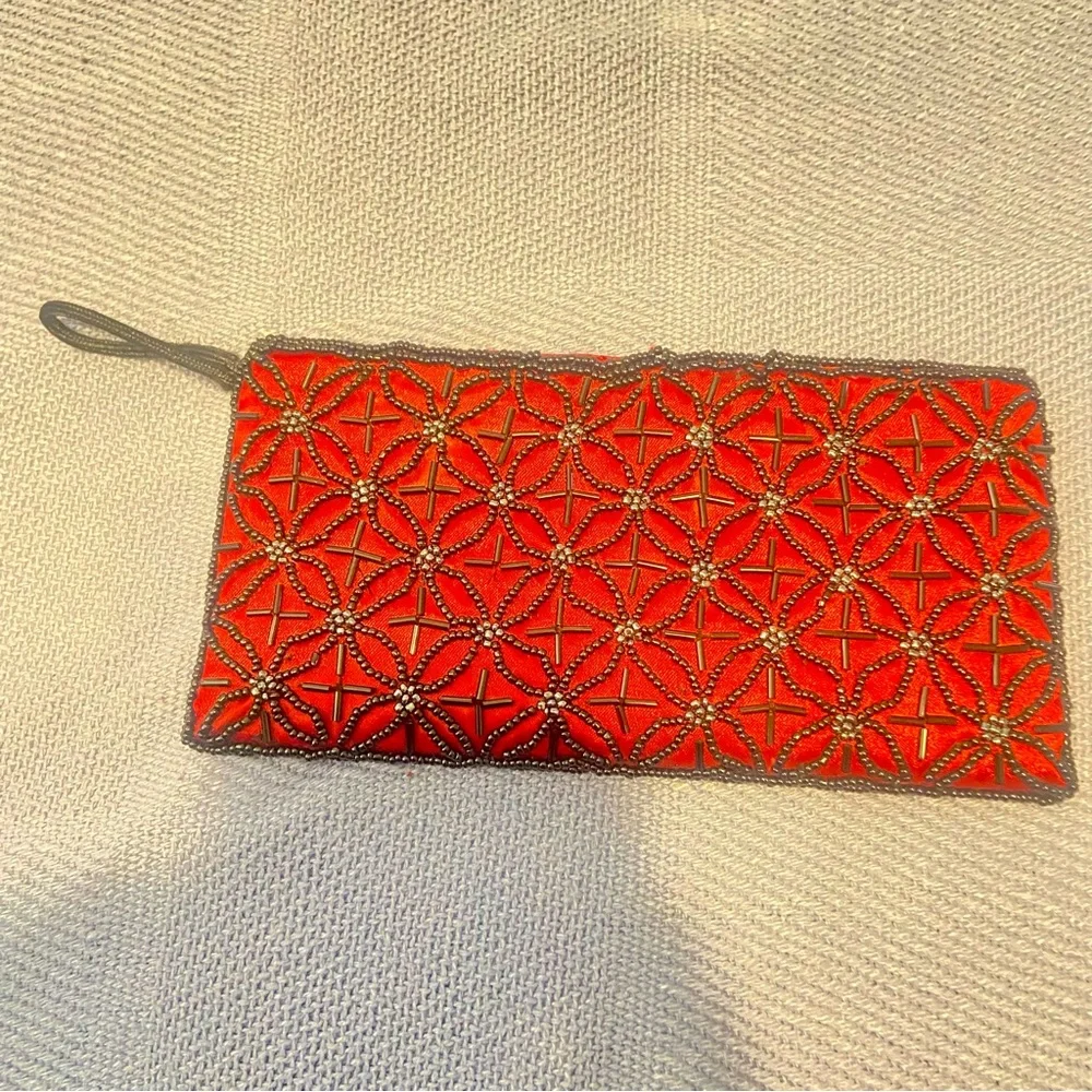 Hand Made Thailand Red Beaded Clutch